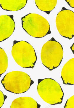 手绘黄绿色柠檬背景素材