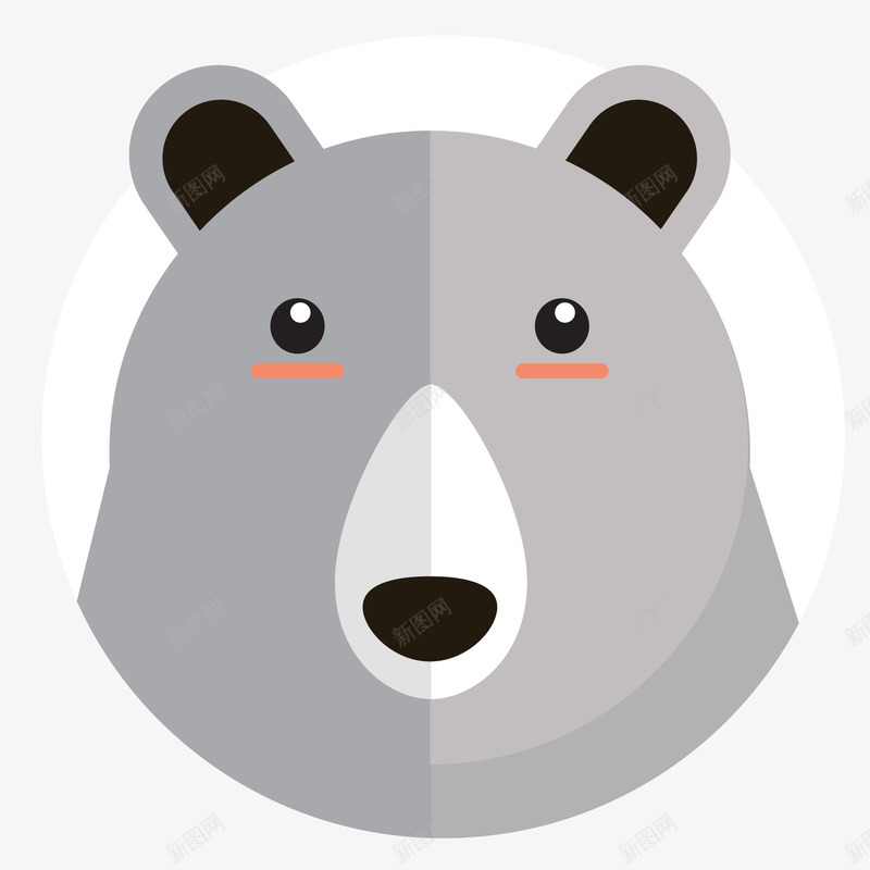 卡通灰色的小熊头像矢量图ai免抠素材_88icon https://88icon.com 动物园 动物设计 卡通 头像设计 小熊 灰色 矢量图