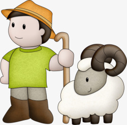 放羊男孩和小羊高清图片