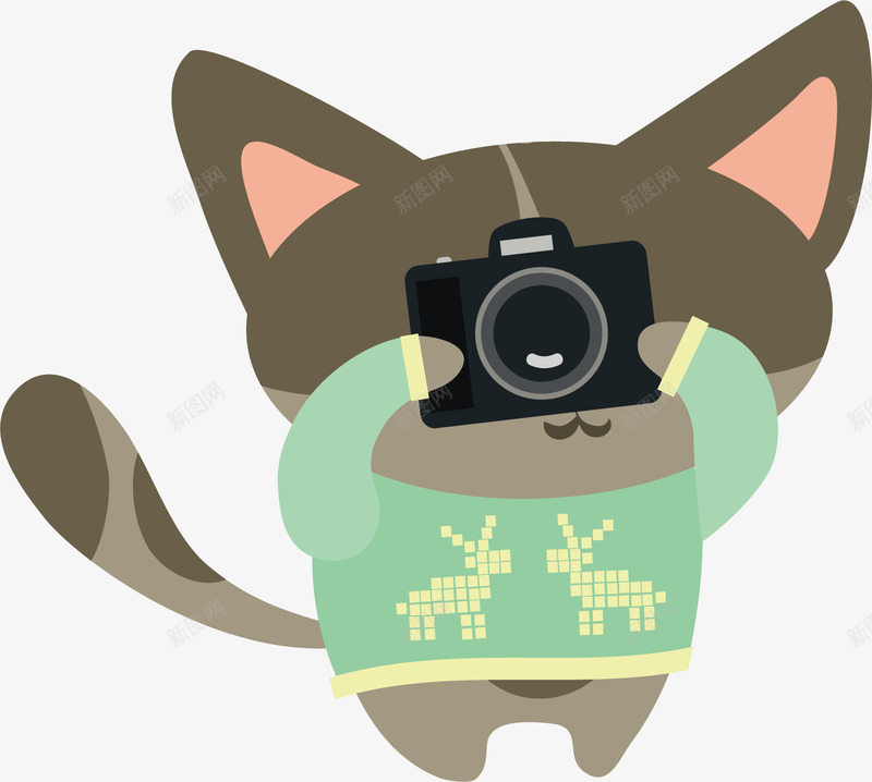 拍照片的小猫矢量图ai免抠素材_88icon https://88icon.com 创意 卡通 可爱 商务 小猫 彩色 手绘 拍照片 矢量图