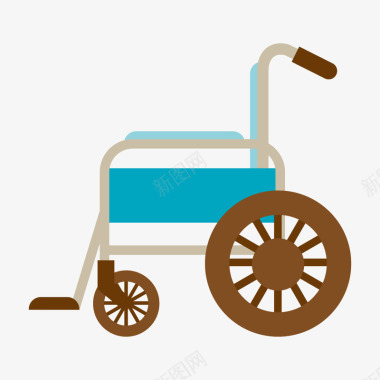 帮助推轮椅蓝色轮椅图标矢量图图标
