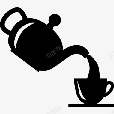 茶一杯茶从茶壶图标图标