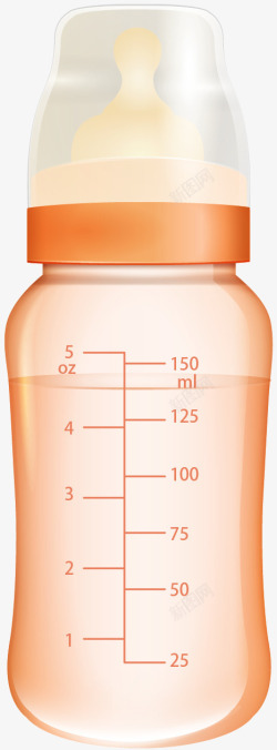写实婴儿莲花手绘奶瓶矢量图高清图片