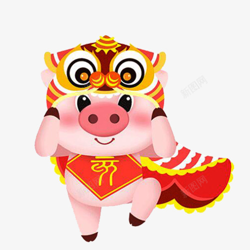 卡通猪宝宝舞狮子png免抠素材_88icon https://88icon.com 2019猪年 卡通 卡通手绘猪小福免抠 卡通猪 卡通猪宝宝舞狮子 猪宝宝 装饰