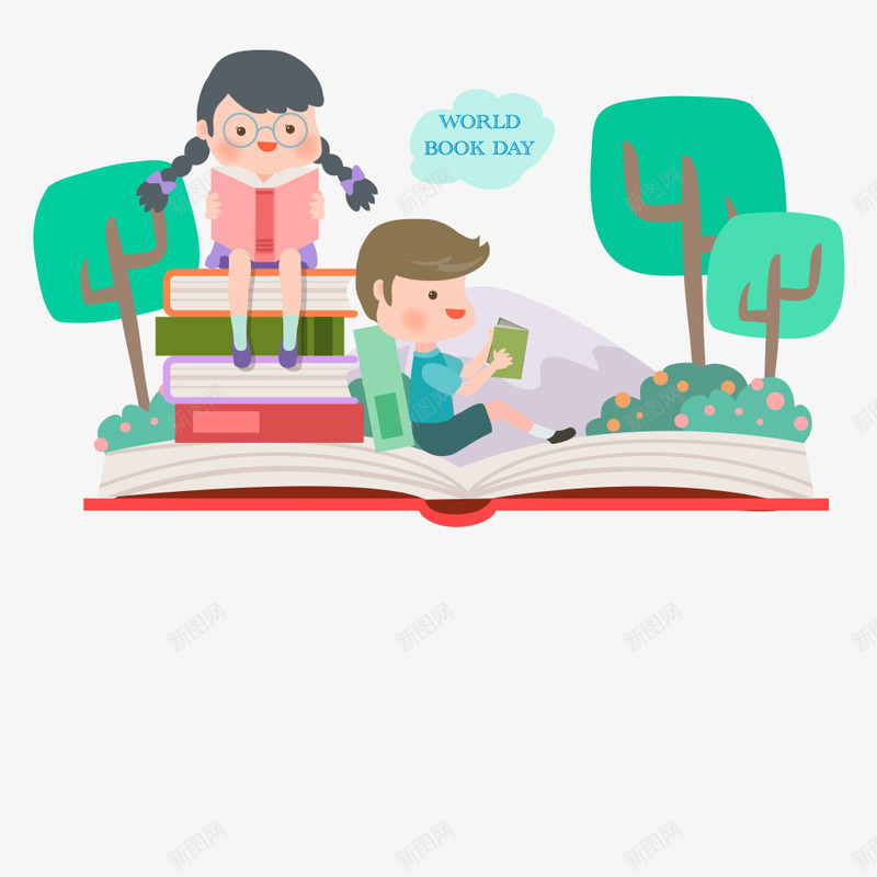 手绘可爱主题世界读书日插图png免抠素材_88icon https://88icon.com 世界读书日 卡通插图 可爱主题 手绘 读书的孩子 阅读