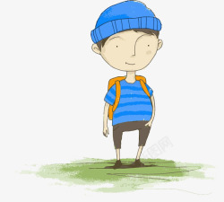 戴帽子的孩子手绘开学季酷酷的男孩卡通高清图片