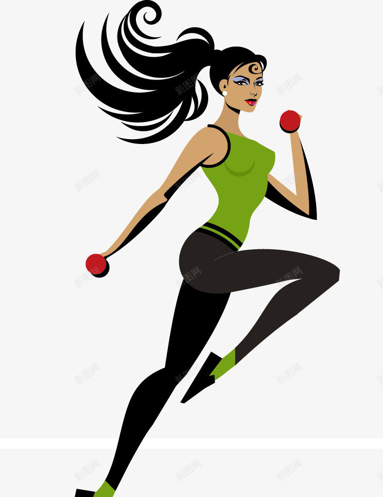 跑步的女孩子卡通人物插画png免抠素材_88icon https://88icon.com 卡通人物矢量插画 跑步的女孩子 运动素材 锻炼身体