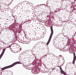 紫色手绘花枝背景素材