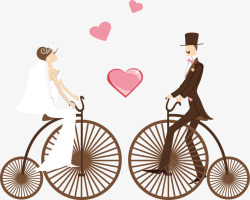 骑着单车的新郎新娘素材