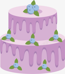蓝莓装饰紫色蛋糕矢量图素材