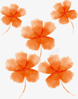 橘色花朵海报矢量图素材