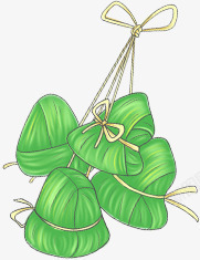 绿色手绘可爱粽子礼物素材