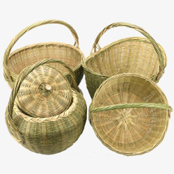 竹编菜篮子素材