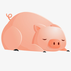 一只在睡觉的小猪图矢量图素材