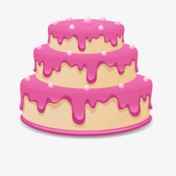 粉灰色粉灰色三层生日蛋糕矢量图高清图片