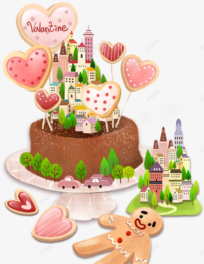 生日蛋糕上的房屋psd免抠素材_88icon https://88icon.com 创意蛋糕 卡通蛋糕 房屋 爱心 生日蛋糕 高楼