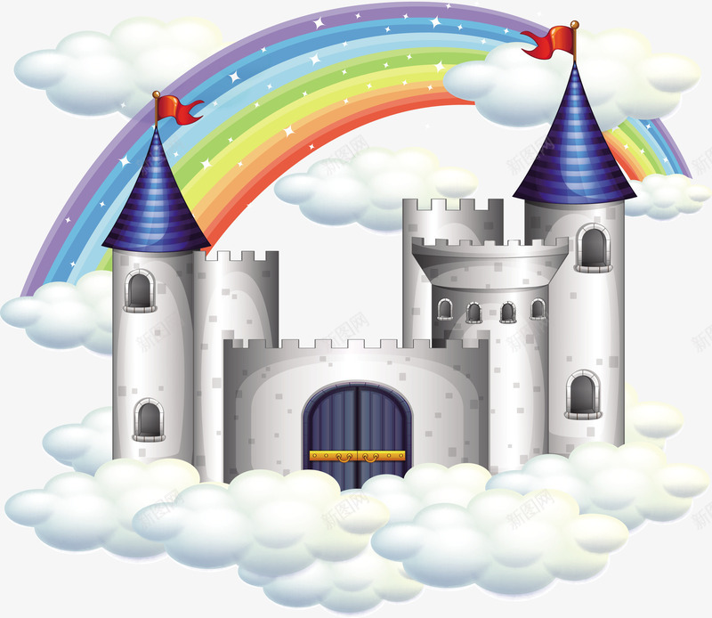 白色城堡矢量图eps免抠素材_88icon https://88icon.com 城堡 城堡建筑 彩虹 梦想屋 白色 白色城堡 矢量图 矢量城堡
