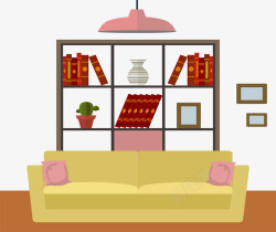 客厅装修设计书架沙发矢量图高清图片