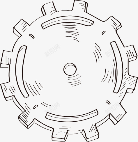 卡通齿轮png免抠素材_88icon https://88icon.com 卡通齿轮 线条 装饰素材 锯齿 黑色