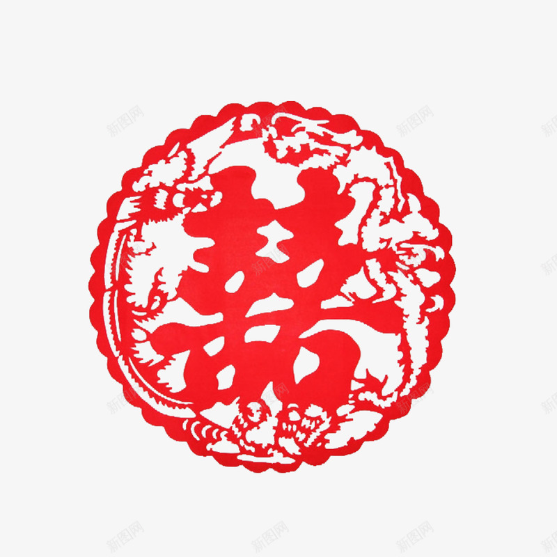 喜字剪纸png免抠素材_88icon https://88icon.com 中国文化 双喜 民俗 竹剪纸 艺术