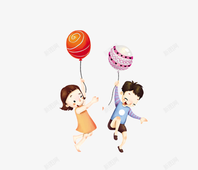 卡通手绘拿着气球高兴的孩子png免抠素材_88icon https://88icon.com 卡通 手绘 拿着气球 玩耍的孩子 红色的气球 高兴的孩子