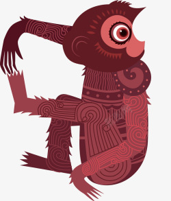 申猴十二生肖剪纸风格猴子高清图片