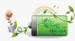 卡通绿色环保电池素材