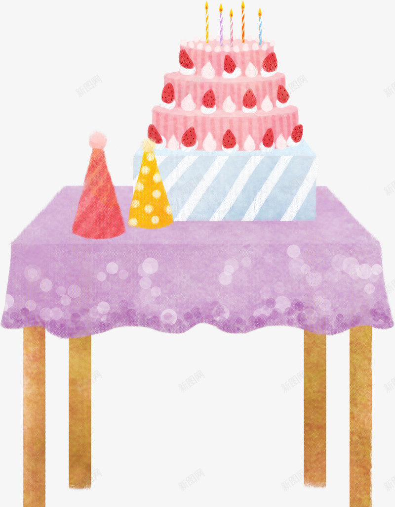 合成手绘水彩过生日蛋糕png免抠素材_88icon https://88icon.com 合成 水彩 生日 蛋糕
