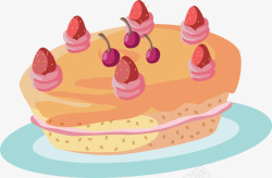 草莓装饰芝士蛋糕矢量图素材