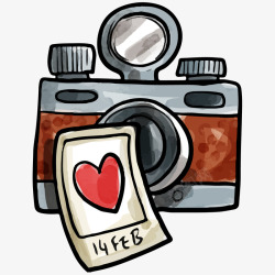 卡通水彩情人节相机素材