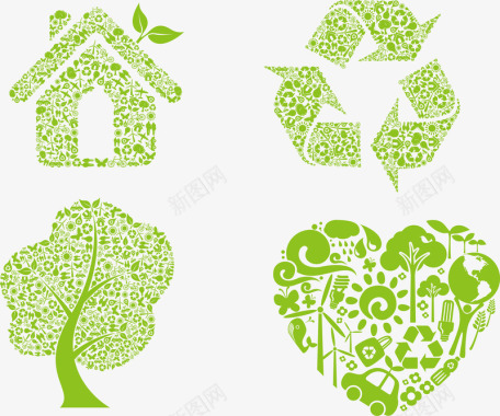 绿色生态环保创意图标图标