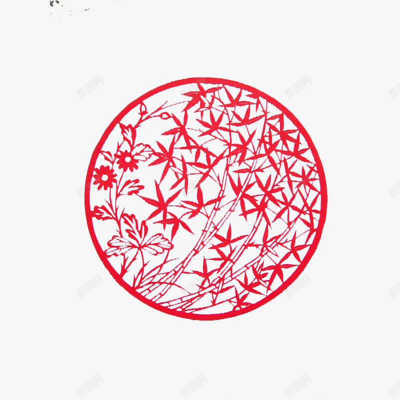 中国风元素竹剪纸png免抠素材_88icon https://88icon.com 中国元素素材 中国风 剪纸 竹 竹剪纸 红色