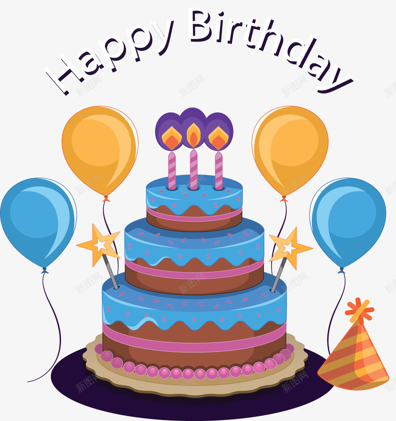 蓝色三层生日蛋糕矢量图ai免抠素材_88icon https://88icon.com 三层蛋糕 生日蛋糕 矢量png 蓝色蛋糕 蛋糕 过生日 矢量图