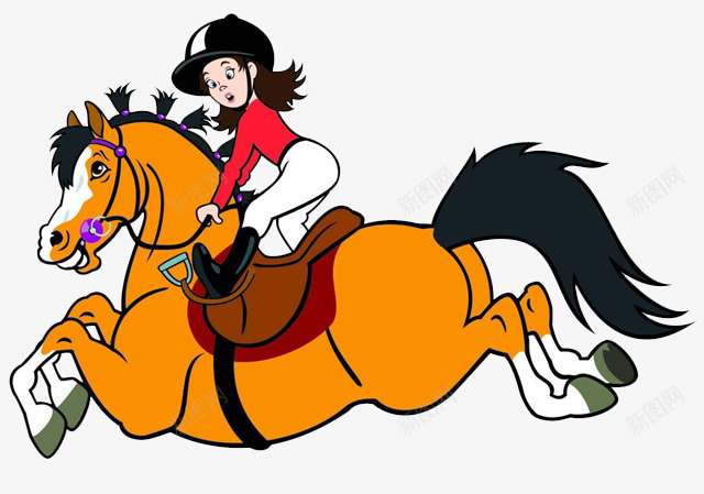 手绘卡通人物女生骑着马的png免抠素材_88icon https://88icon.com 动物 卡通手绘 奔跑的马 女孩子 牵马 运动 马术比赛 骑马