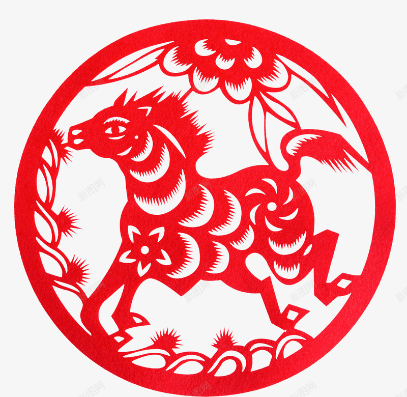 中国风剪纸十二生肖马png免抠素材_88icon https://88icon.com 中国风 剪纸 十二生肖 红色 马