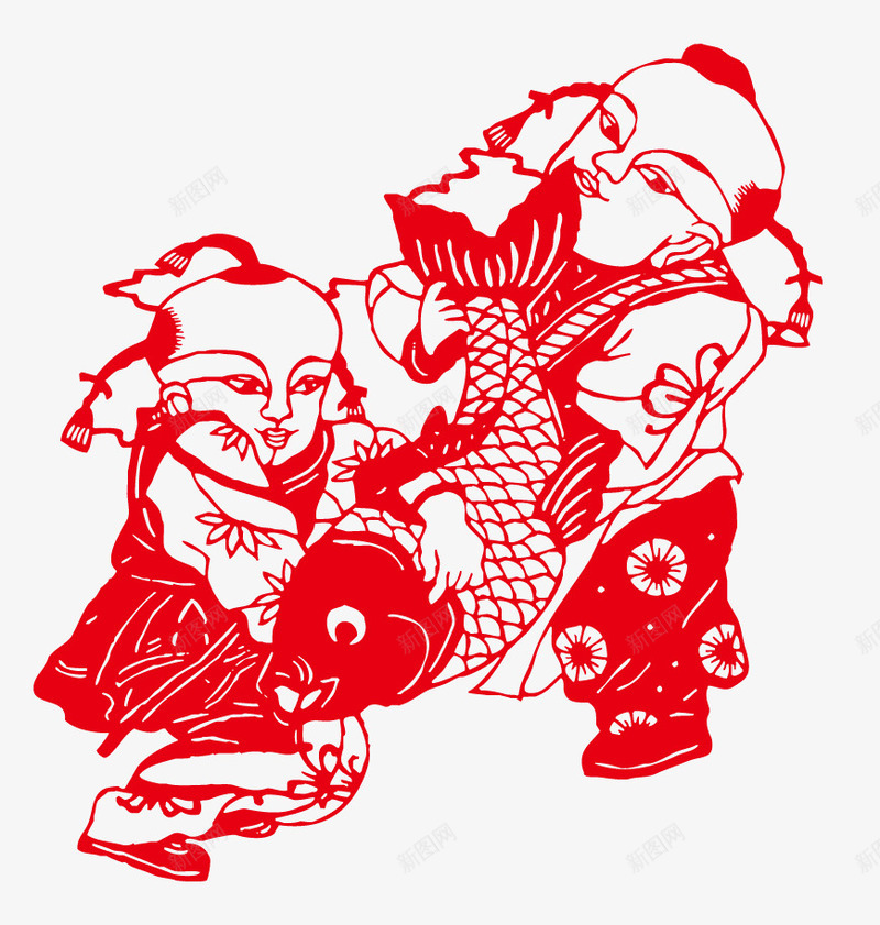 春节剪纸画png免抠素材_88icon https://88icon.com 中国风春节剪纸画