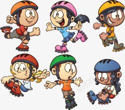 孩子们一起溜冰素材