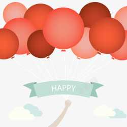 红色气球束生日装饰素材