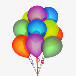 卡通彩色生日快乐气球矢量图素材