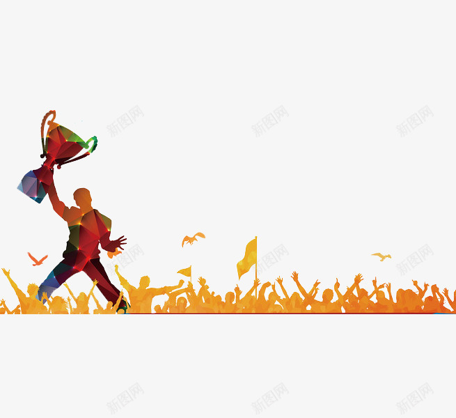 手拿奖杯png免抠素材_88icon https://88icon.com 卡通 奔跑 奖杯 手绘 荣誉