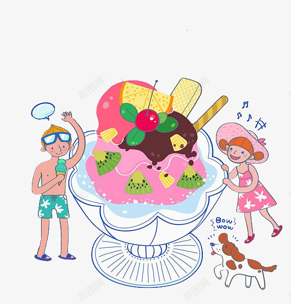 孩子们吃蛋糕png免抠素材_88icon https://88icon.com 卡通 孩子 水果 蛋糕