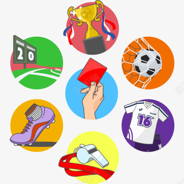 足球杯卡通素材足球运动小图标图标