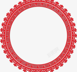 红色圆形镂空花纹素材