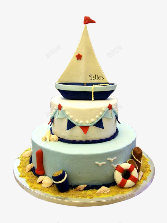 航海蛋糕png免抠素材_88icon https://88icon.com 儿童 小船 拉旗与生日 旗帜 海鸥 甜品 生日蛋糕 蓝色 蛋糕 蛋糕素材