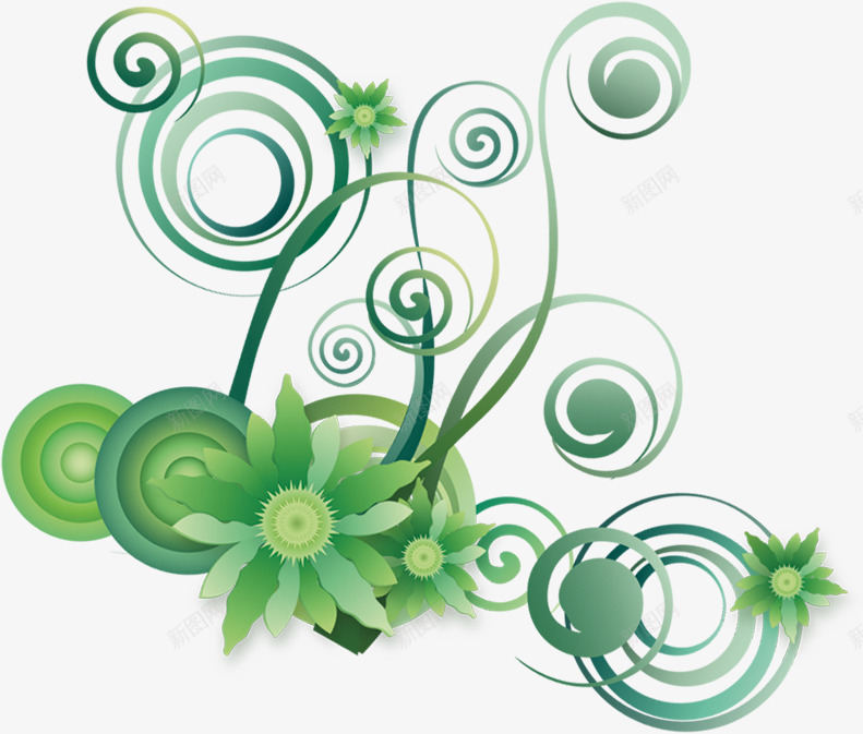 绿色环保花纹花朵线条png免抠素材_88icon https://88icon.com 环保 线条 绿色 花朵 花纹