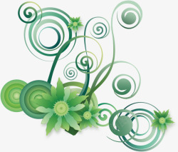 绿色环保花纹花朵线条素材