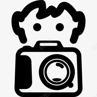 男孩拍一张照片在照片的相机图标图标