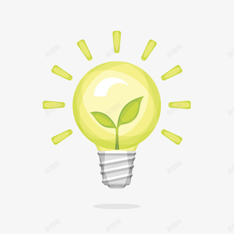 创意发光的灯泡png免抠素材_88icon https://88icon.com 环保节能 电器 绿芽 能源