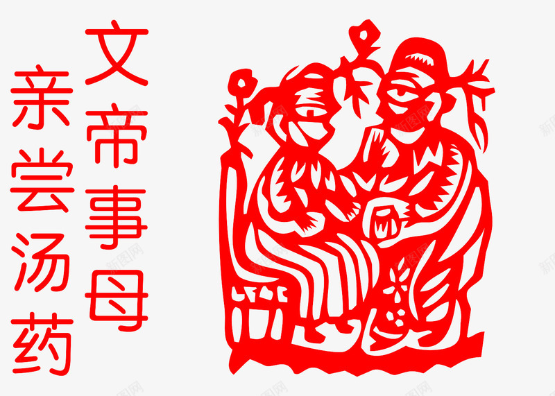 二十四孝文帝事母剪纸png免抠素材_88icon https://88icon.com 中国典故 二十四孝 亲尝汤药 剪纸 尽孝 教顺父母 文帝事母 母亲节