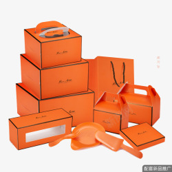 蛋糕盒手提袋橘色蛋糕盒高清图片